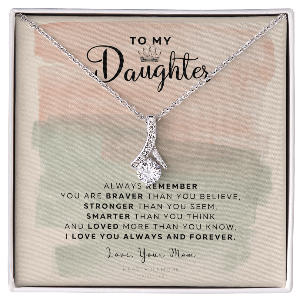 To My Daughter Necklace From Best Mom With Heartfelt Message, Daughter Birthday Present From Mama, Jewelry Gifts For Graduation for Her From Mom or Daddy, 14K Pendant Forever Love Necklace