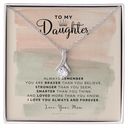 To My Daughter Necklace From Best Mom With Heartfelt Message, Daughter Birthday Present From Mama, Jewelry Gifts For Graduation for Her From Mom or Daddy, 14K Pendant Forever Love Necklace