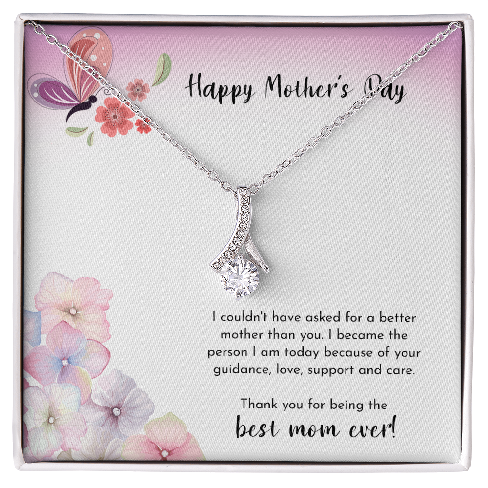Happy Mother's Day Present for Mom, Floral Birthday Gift Card Necklace From Daughter Son, Best Mom Ever Jewelry for Her Mommy Christmas 2026
