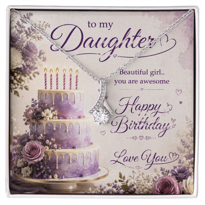 Emotional Birthday Gift for Daughter – Happy Birthday & Love You Gift Design | To My Daughter Birthday Gift – Beautiful Girl, You Are Awesome | Heartfelt Happy Birthday Gift Alluring Beauty Necklace