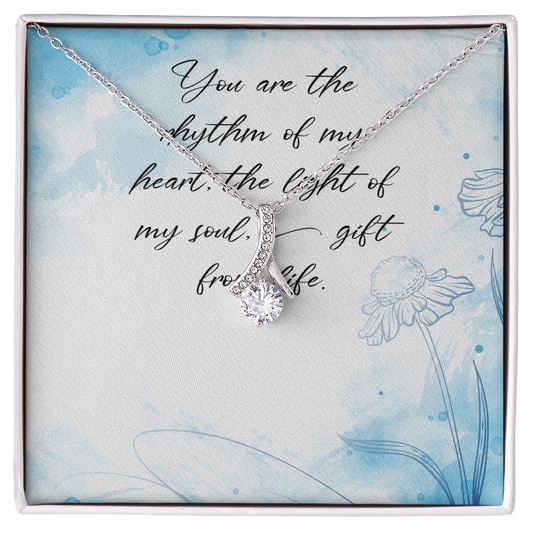 You Are The Rhythm Of My Heart - The Light Of My Soul - A Gift Of Life - Love knot Pendant Necklace - Elegant Style Clavicle Necklace For Wife Girlfriend Valentine's Day - Couple Necklace Set