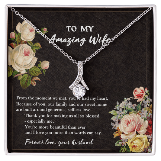 To My Wife Necklace - Valentines Day Gifts for Wife - Wife Birthday Gift - Gift From Husband - Love Knot Necklace - Birthday Present - Holiday  Gift for Wife - Best Gift for Soulmate - Diamond Necklace for Her Birthday Present