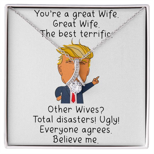 Alluring Beauty Necklace You are a great Wife The Best Terrific, Valentines Day Gifts For Wife, Wife Birthday Gift, Anniversary Gift For Wife from Husband, Personalized Anniversary Gift for Wife, Valentines Day Gift