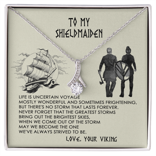 Premium Necklace for Your Beloved Shieldmaiden - From Viking - Love Your Viking - to My Wife Necklace From Husband - Gift for Your Beautiful Soulmate - Necklace for Wifey - Gift for Soulmate