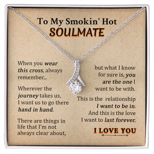 Gift For Your Soulmate - Hand In Hand - Love Knot - To My Smokin' Hot Soulmate - To My Wife Necklace With Message Card -  wife gift from husband future husband - Gift For My Wife -  Romantic Wife Gift