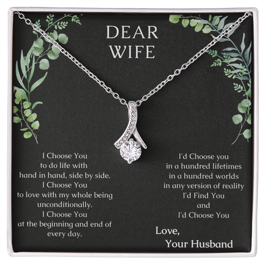 Dear Wife A special necklace to warm her heart - Love Your Husband, White Gold Name Necklace, Love Pendant Necklace, To My Soulmate Necklace For Women, Anniversary Gift For Wife, Valentine's day gift
