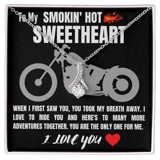To My SMOKIN' HOT SWEETHEART I Love You - Biker - To My Wife Necklace - Valentines Day Gifts For Wife - To My Wife Necklace From Husband - To My Soulmate Necklace For Women
