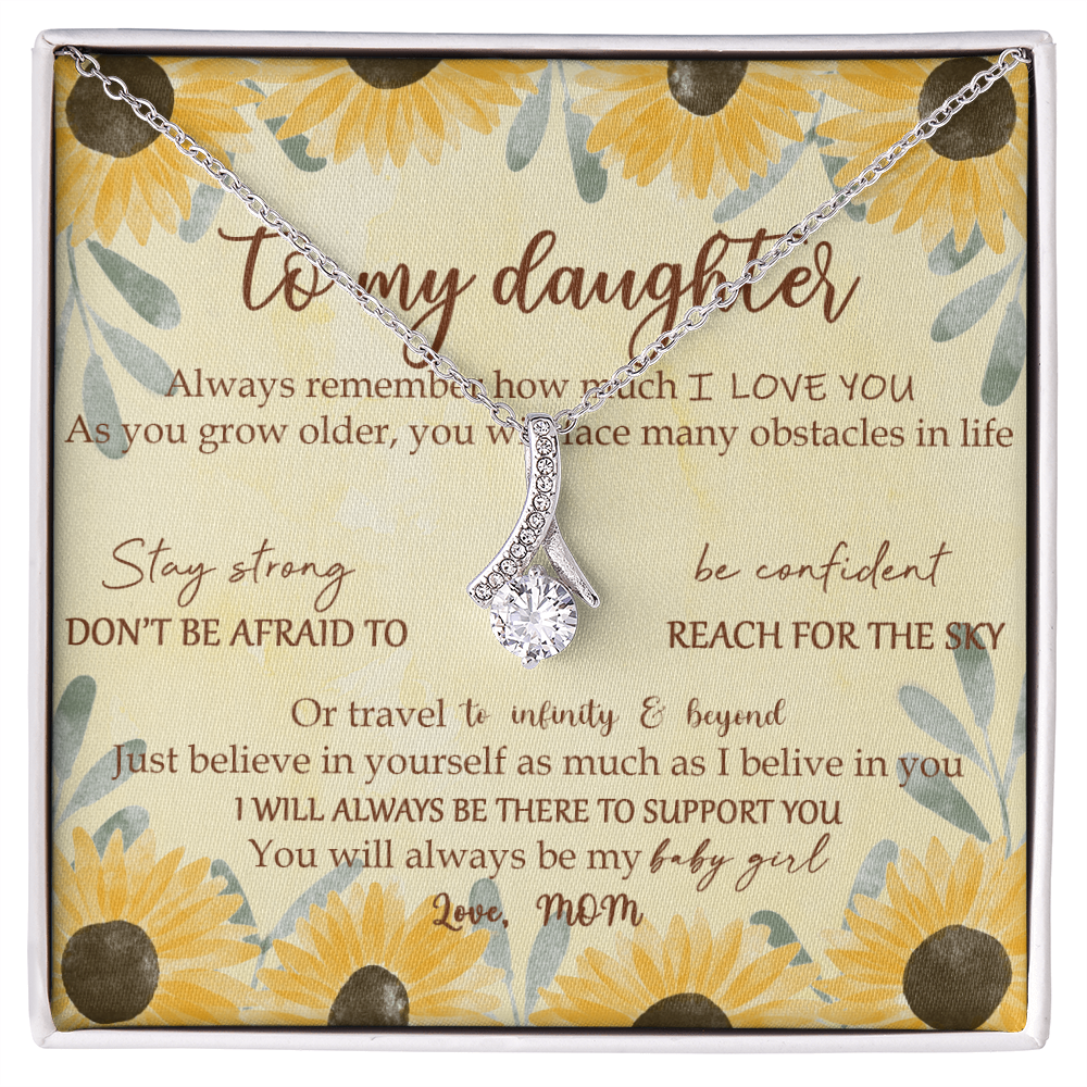 To My Daughter Meaningful Message Card Jewelry Box, Gift for Daughter's Birthday Graduation, Thoughtful for Her from Mom, 2026 Birthday Alluring Beauty Necklace