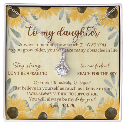 To My Daughter Meaningful Message Card Jewelry Box, Gift for Daughter's Birthday Graduation, Thoughtful for Her from Mom, 2026 Birthday Alluring Beauty Necklace