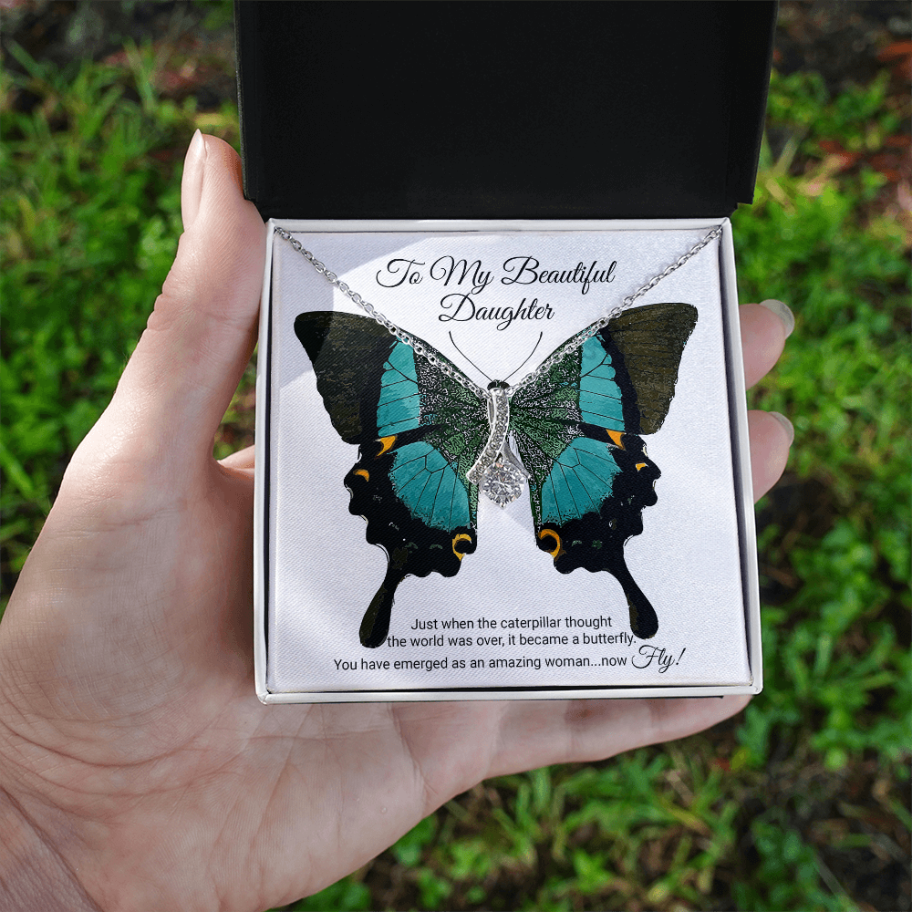 To My Daughter Meaningful Message Card Jewelry Box, Gift for Daughter's Birthday Graduation, Thoughtful for Her from Mom, 2026 Birthday Alluring Beauty Necklace
