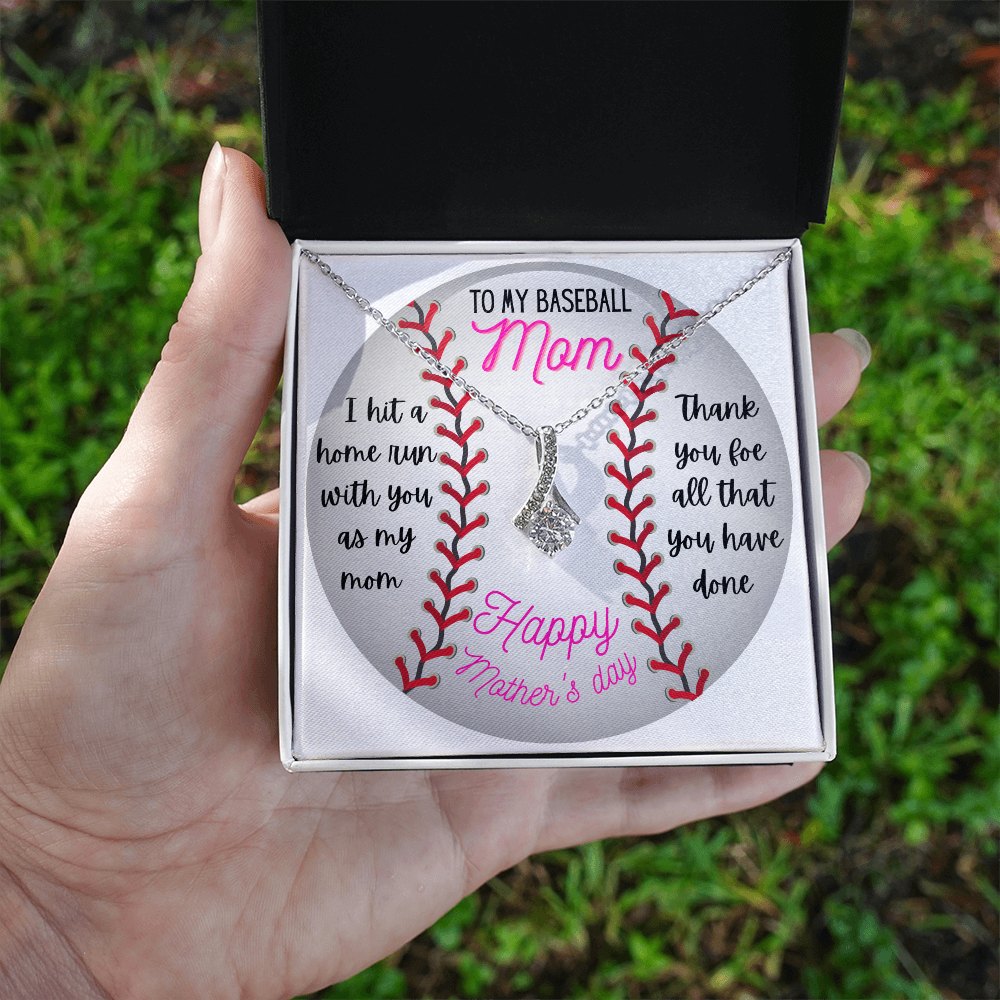 To The Best Baseball Mom Happy Mother's Day Necklace Gifts Ideas for Mom Mommy Mama from Daughter or Son, Motivational Card Jewelry for Her