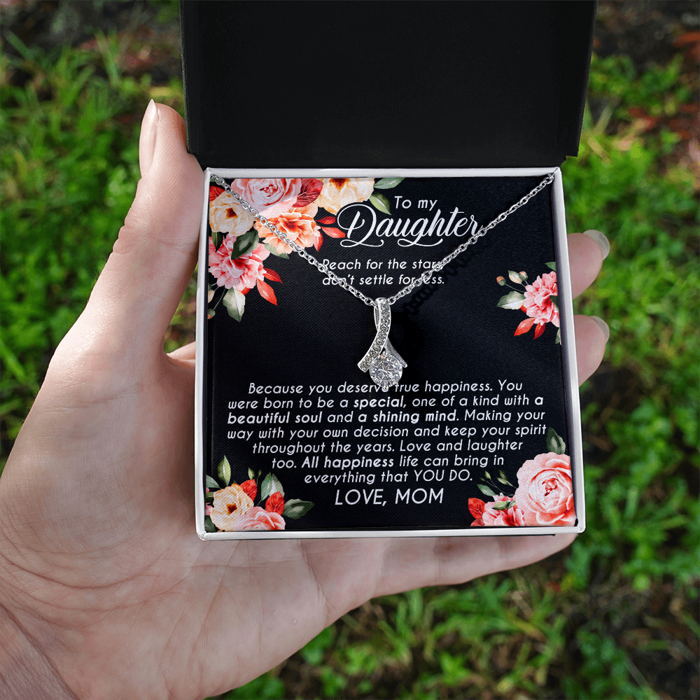 To My Daughter Necklace From Mom With Heartfelt Message & Elegant Box, Gifts For Daughter From Mama, Beautiful Jewelry Gift From Love Mommy On Graduation, Birthday 2026, Wedding, Valentine's Day
