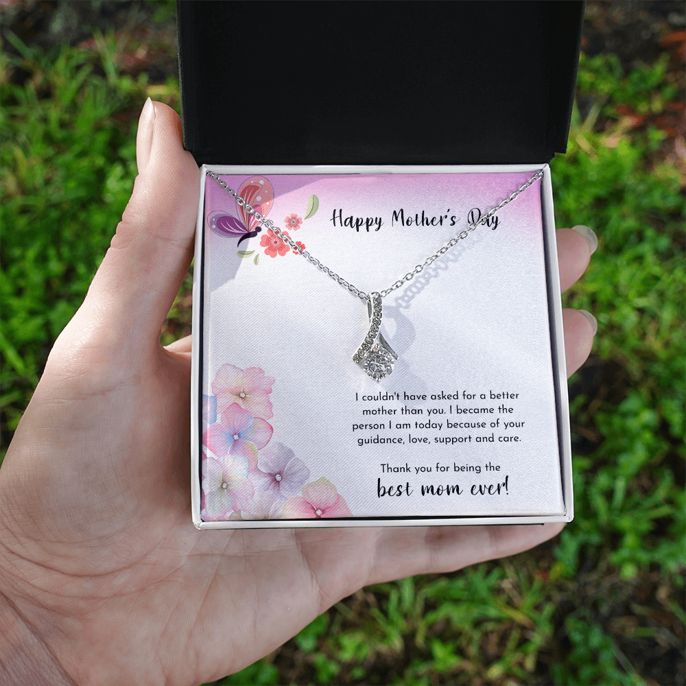 Happy Mother's Day Present for Mom, Floral Birthday Gift Card Necklace From Daughter Son, Best Mom Ever Jewelry for Her Mommy Christmas 2026