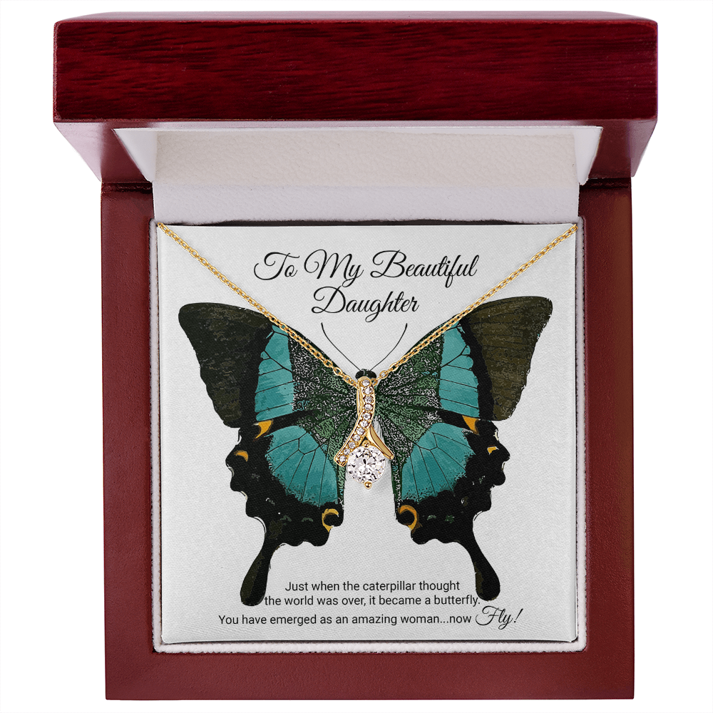 To My Daughter Meaningful Message Card Jewelry Box, Gift for Daughter's Birthday Graduation, Thoughtful for Her from Mom, 2026 Birthday Alluring Beauty Necklace