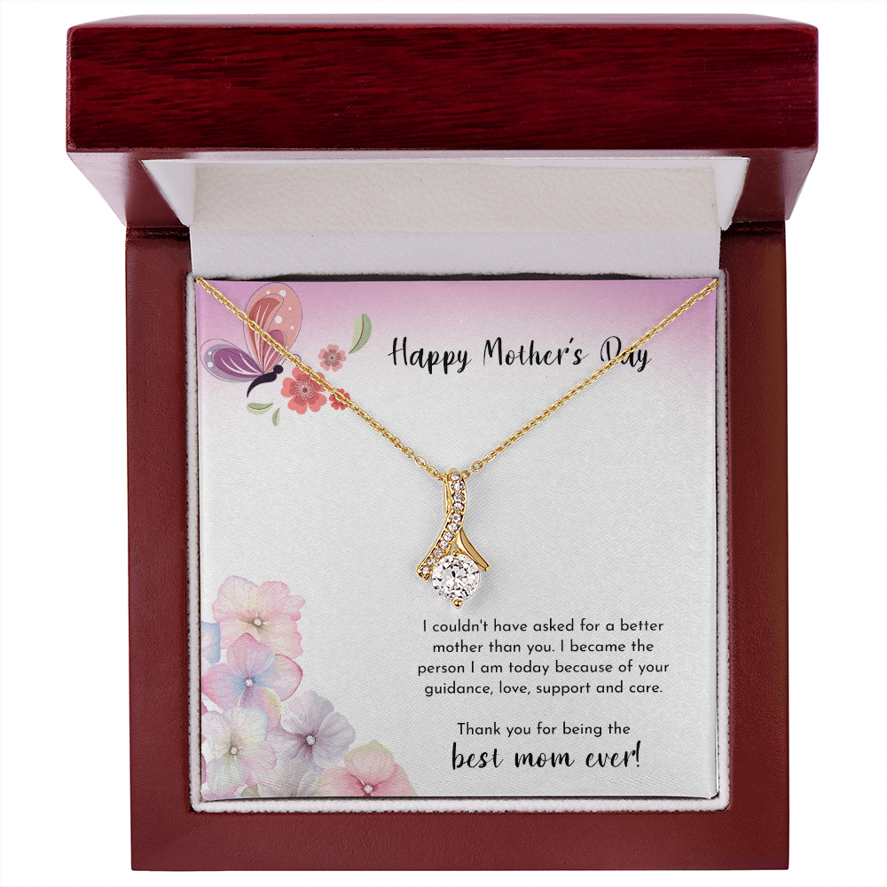 Happy Mother's Day Present for Mom, Floral Birthday Gift Card Necklace From Daughter Son, Best Mom Ever Jewelry for Her Mommy Christmas 2026