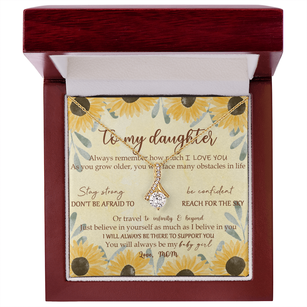 To My Daughter Meaningful Message Card Jewelry Box, Gift for Daughter's Birthday Graduation, Thoughtful for Her from Mom, 2026 Birthday Alluring Beauty Necklace