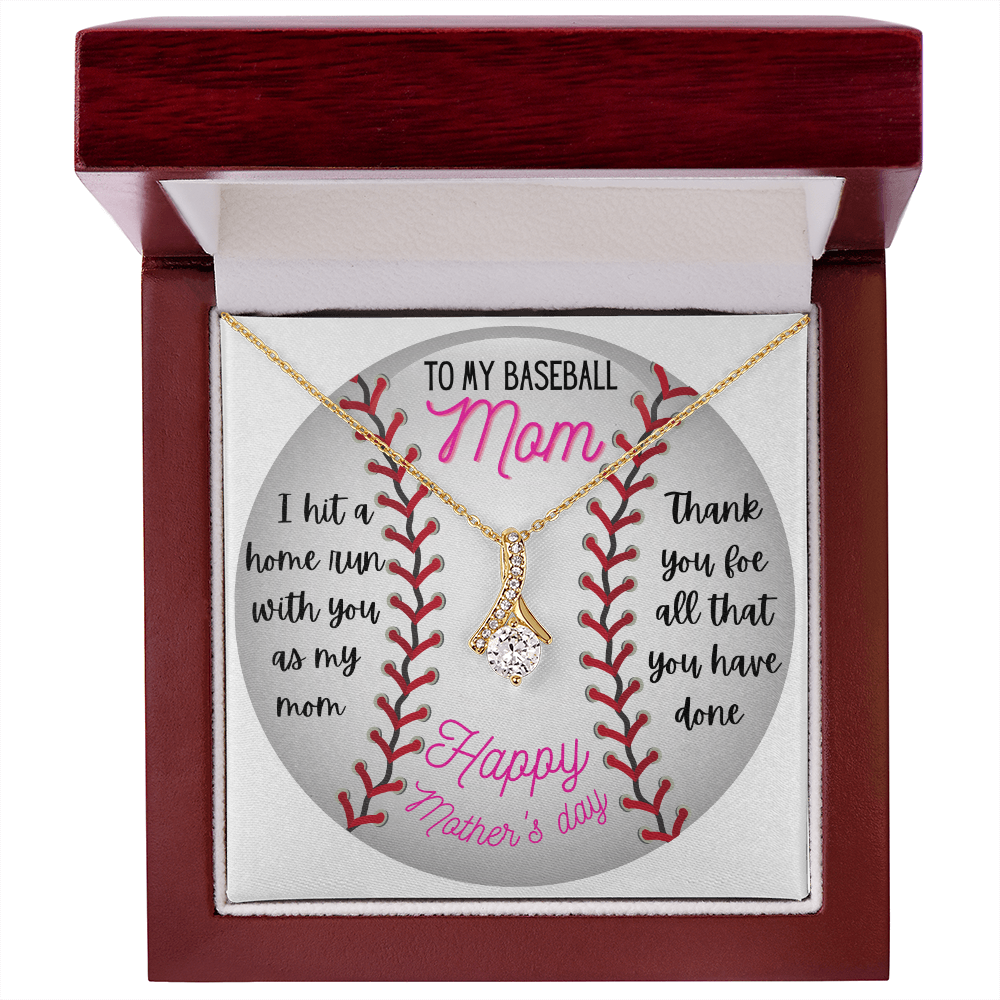 To The Best Baseball Mom Happy Mother's Day Necklace Gifts Ideas for Mom Mommy Mama from Daughter or Son, Motivational Card Jewelry for Her