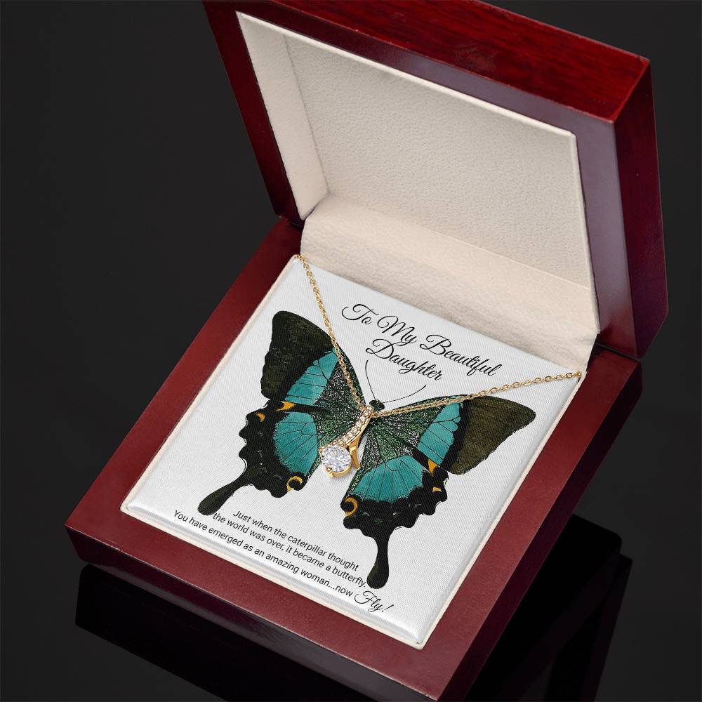 To My Daughter Meaningful Message Card Jewelry Box, Gift for Daughter's Birthday Graduation, Thoughtful for Her from Mom, 2026 Birthday Alluring Beauty Necklace