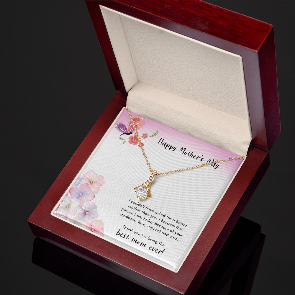 Happy Mother's Day Present for Mom, Floral Birthday Gift Card Necklace From Daughter Son, Best Mom Ever Jewelry for Her Mommy Christmas 2026