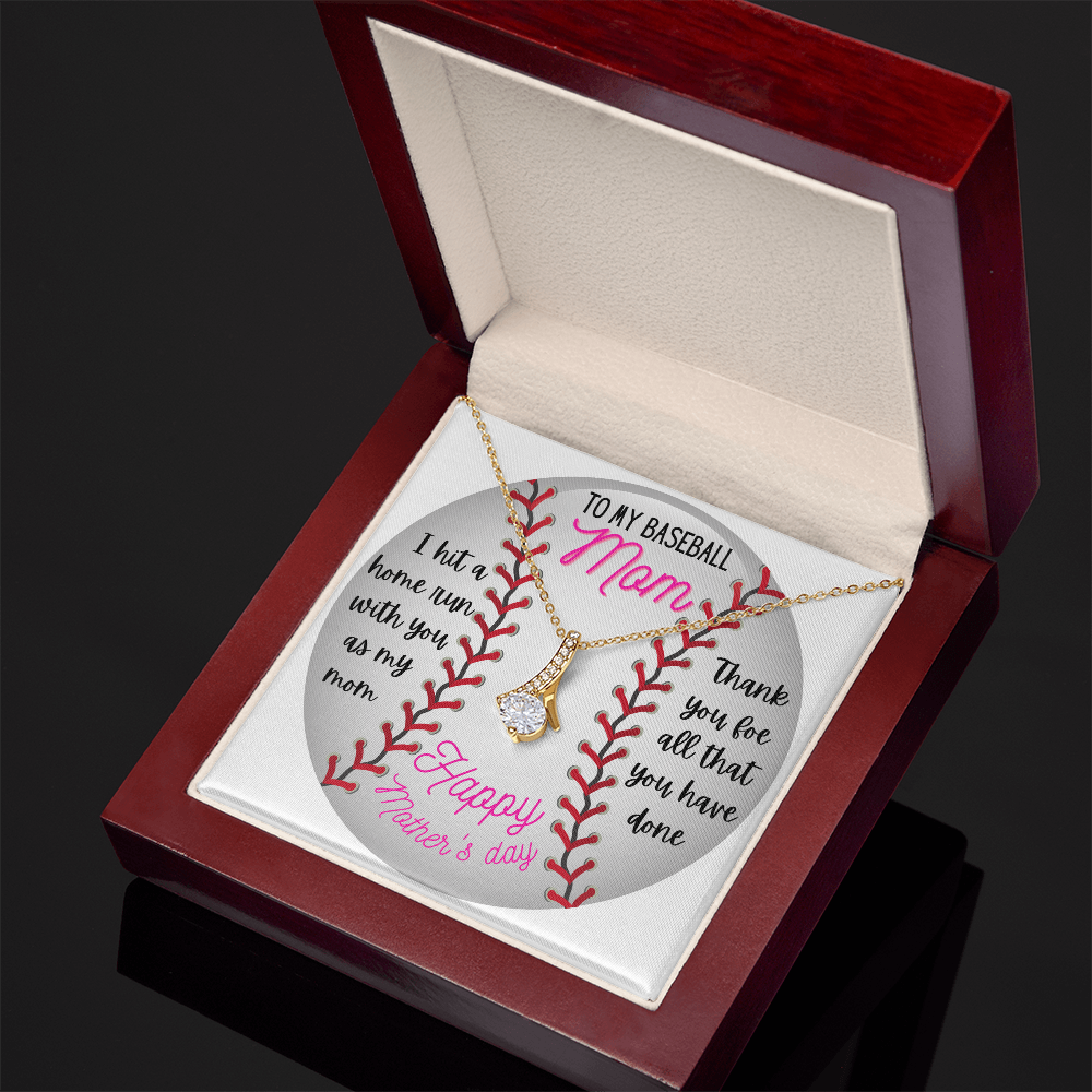 To The Best Baseball Mom Happy Mother's Day Necklace Gifts Ideas for Mom Mommy Mama from Daughter or Son, Motivational Card Jewelry for Her