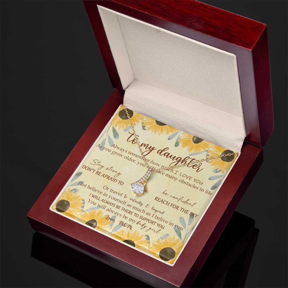 To My Daughter Meaningful Message Card Jewelry Box, Gift for Daughter's Birthday Graduation, Thoughtful for Her from Mom, 2026 Birthday Alluring Beauty Necklace