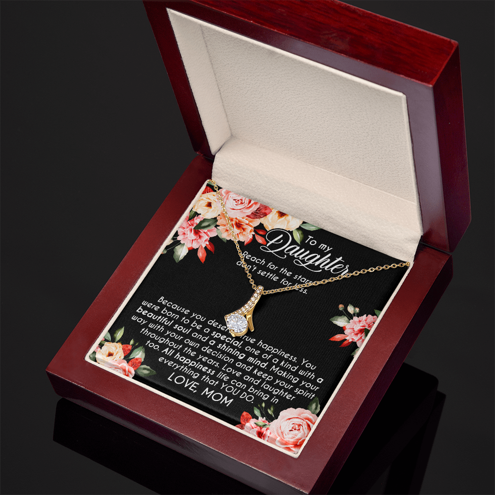 To My Daughter Necklace From Mom With Heartfelt Message & Elegant Box, Gifts For Daughter From Mama, Beautiful Jewelry Gift From Love Mommy On Graduation, Birthday 2026, Wedding, Valentine's Day