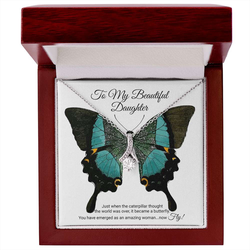 To My Daughter Meaningful Message Card Jewelry Box, Gift for Daughter's Birthday Graduation, Thoughtful for Her from Mom, 2026 Birthday Alluring Beauty Necklace