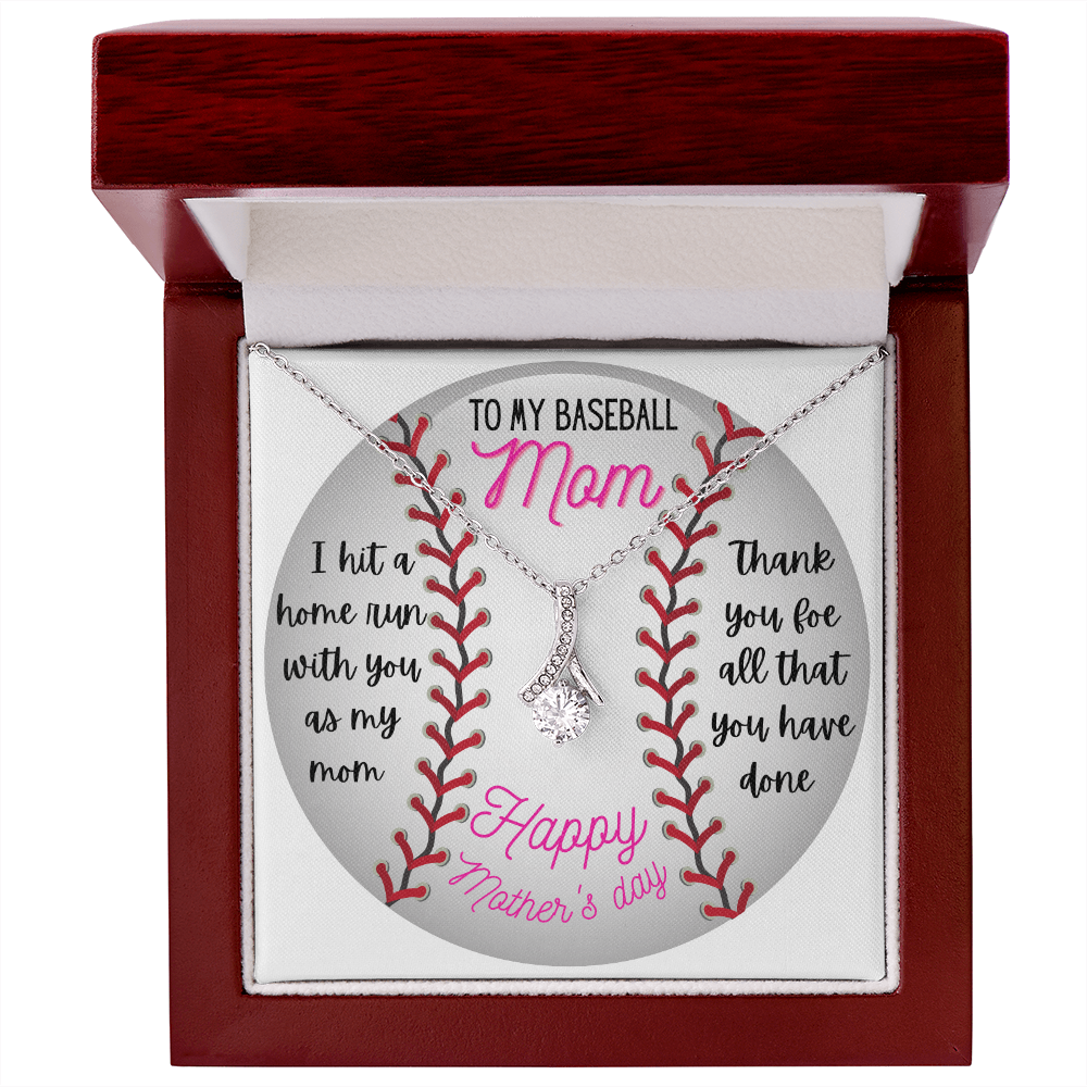 To The Best Baseball Mom Happy Mother's Day Necklace Gifts Ideas for Mom Mommy Mama from Daughter or Son, Motivational Card Jewelry for Her