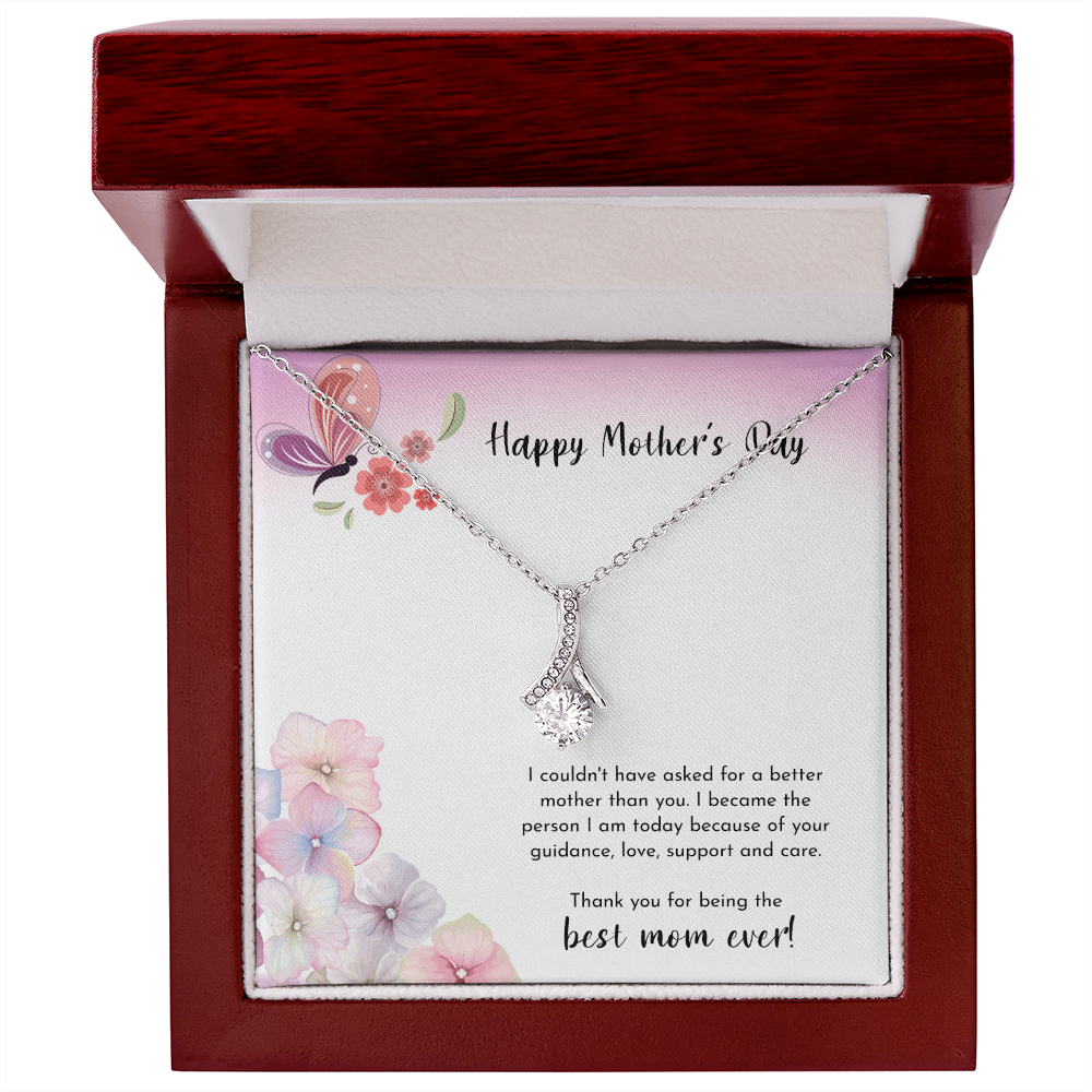Happy Mother's Day Present for Mom, Floral Birthday Gift Card Necklace From Daughter Son, Best Mom Ever Jewelry for Her Mommy Christmas 2026