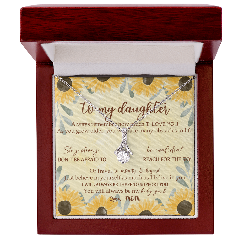 To My Daughter Meaningful Message Card Jewelry Box, Gift for Daughter's Birthday Graduation, Thoughtful for Her from Mom, 2026 Birthday Alluring Beauty Necklace