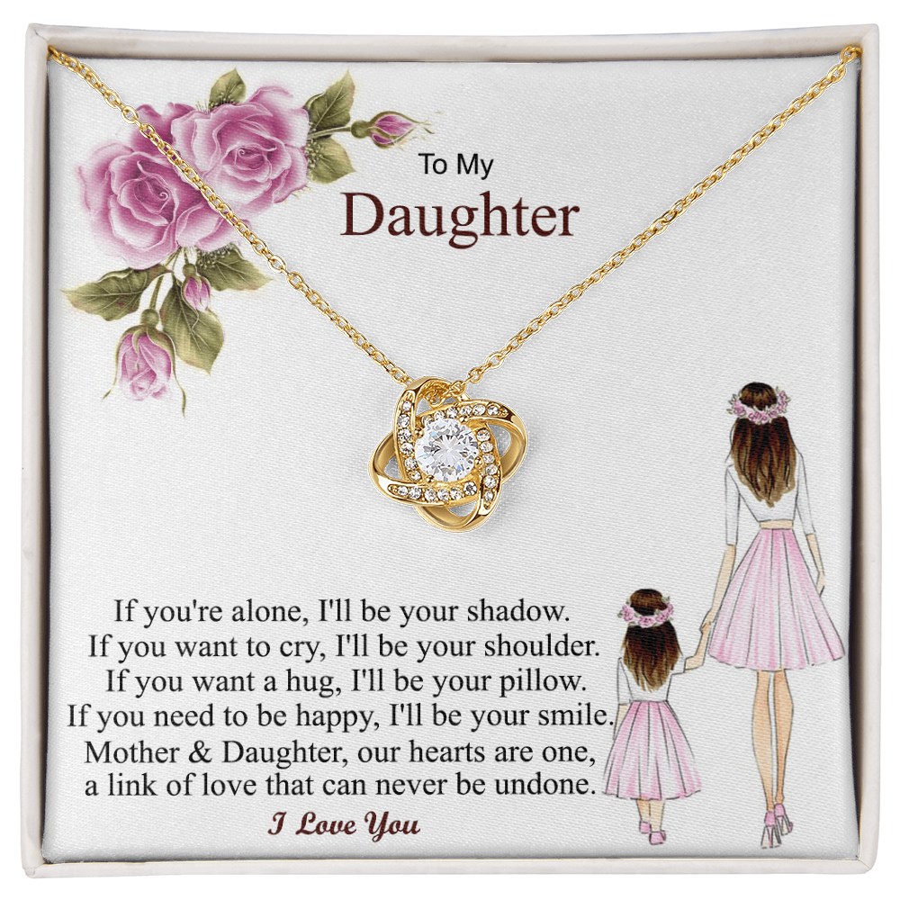 To My Daughter Love Knot Necklace – Gift From Mom Dad to Daughter – Birthday Christmas Gift for Daughter