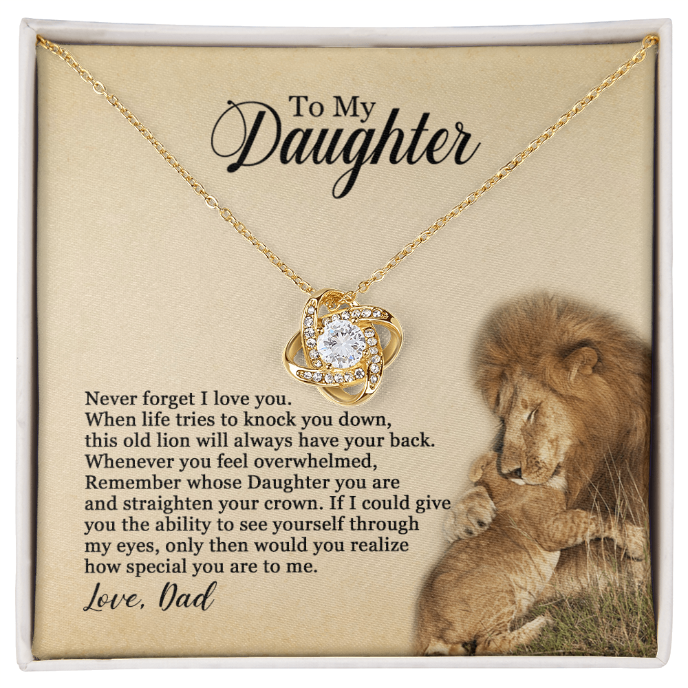To My Daughter Love Knot Necklace, Gift From Dad to Daughter, Birthday Christmas Gift for Daughter, Holiday Jewelry for Her, Never Forget I Love You