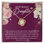 To My Bonus Daughter Necklace – Meaningful Gift from Mom or Dad | Stepdaughter Heart Necklace with Message Card | Family Love Jewelry Gift