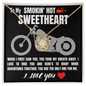 To My SMOKIN' HOT SWEETHEART I Love You - Biker - Romantic Gift for Wife - White Gold Pendant - Anniversary Jewelry for Her - Gift for soulmate