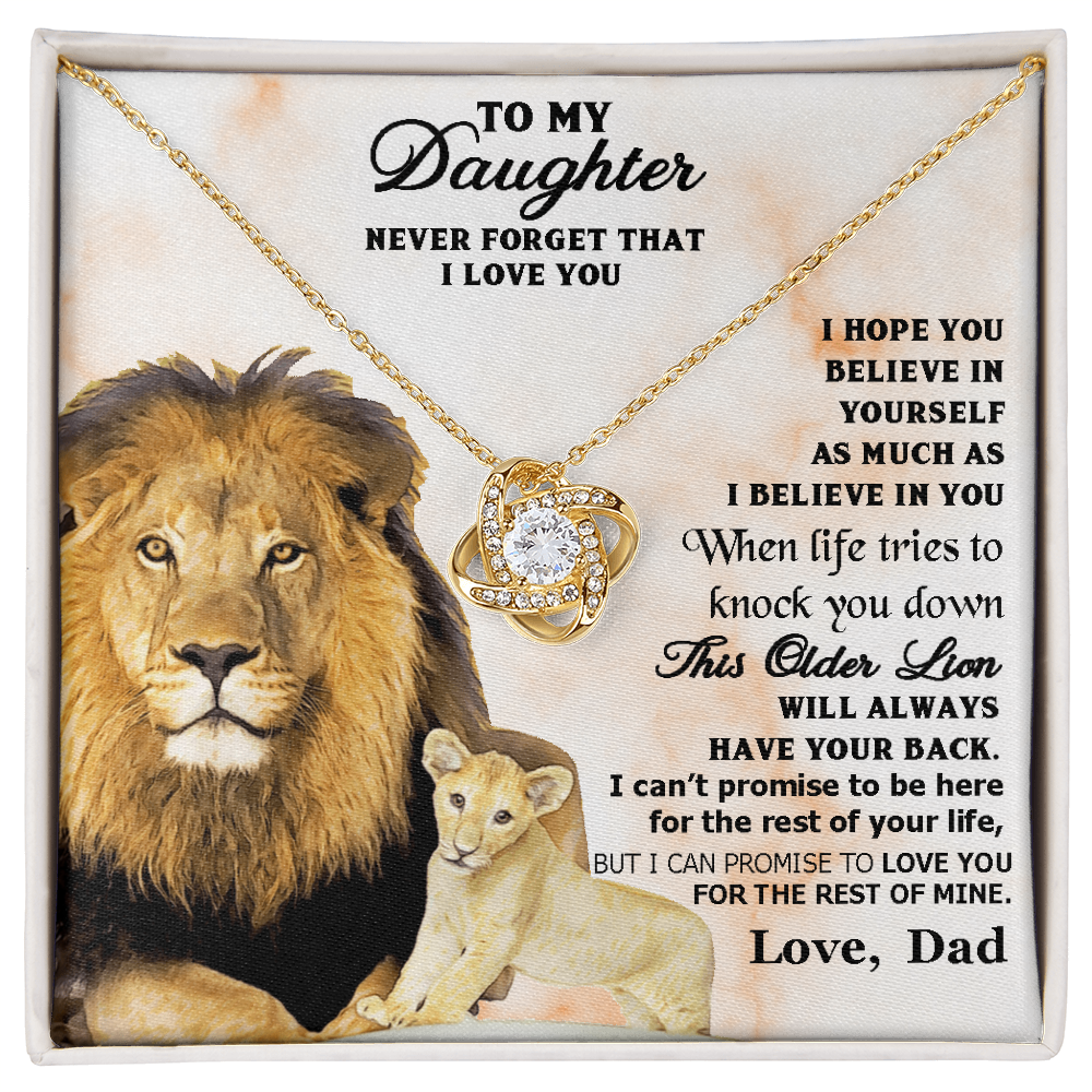 To My Daughter Necklace Gift from Mom, Beautiful Jewelry Box Birthday Graduation Christmas Gift for Daughter, Inspirational Message Card, Elegant Necklaces with Sentimental Message Never Forget That I Love You