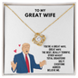 To My Beautiful Wife Necklace Boxed Jewellery - Card Gift for Wife from Husband Lover - Elegant Style Clavicle Necklace For Wife Girlfriend Valentine's Day - Birthday Gift for her