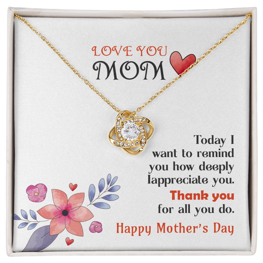 Love You Mom Necklace Gift from Son, Birthday Gift Card Necklace From Daughter, Floral Mothers Day Jewelry for Her Mommy Christmas 2026