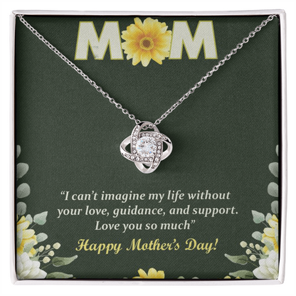 Mothers Day Necklace for Mom, Meaningful Gift for Mother from Daughter, Love Knot Necklace, Mom Jewelry Gift Happy Mother's Day 2026, To My Mom Necklace With Heartfelt Message