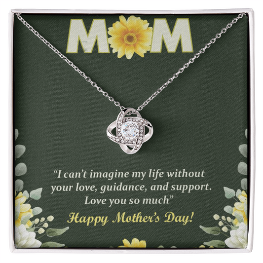 Mothers Day Necklace for Mom, Meaningful Gift for Mother from Daughter, Love Knot Necklace, Mom Jewelry Gift Happy Mother's Day 2026, To My Mom Necklace With Heartfelt Message