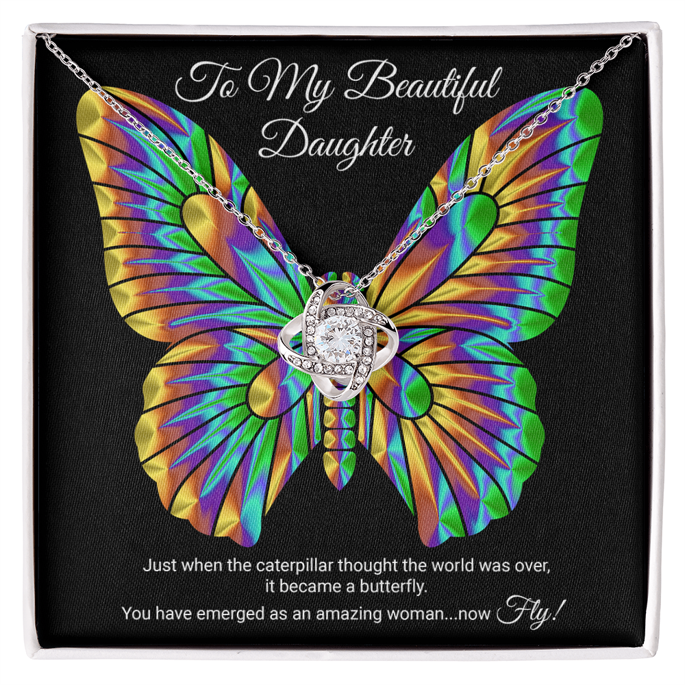 To My Daughter Necklace From Best Mom With Heartfelt Message, Daughter Birthday Present From Mama, Jewelry Gifts For Graduation for Her From Mom or Daddy, 14K Pendant Forever Love Necklace