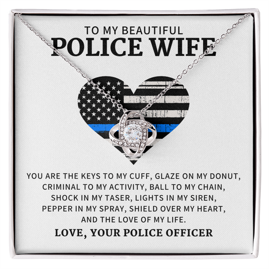 Alluring Beauty Necklace for police wife- Best police wife Gift - wife Necklace  - Love Knot Necklace for My Police Wife  - To My Police Wife - Keys To My Cuff