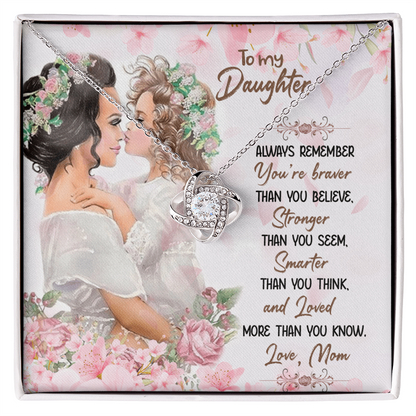 To My Daughter Meaningful Message Card Jewelry Box, Gift for Daughter's Birthday Graduation, Thoughtful for Her from Mom, Birthday Necklace