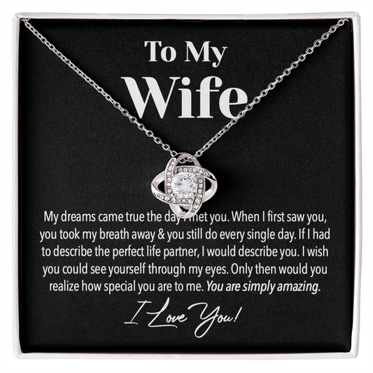 Gold Woman Name Jewelry, Personalized Anniversary Gift for Wife, Amazing Wife Love Knot Necklace - I Love You, Valentines Day Gifts For Wife, Wife Birthday Gift, Anniversary Gift For Wife from Husband