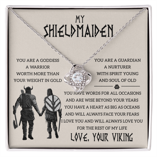 To my Wife Necklace, anniversary necklace for wife - My Shieldmaiden Love Knot Necklace From Beloved Viking - Necklace For Wife From Husband - Romantic Gift for Wife - Couple Necklace Set ,Friendship Necklaces