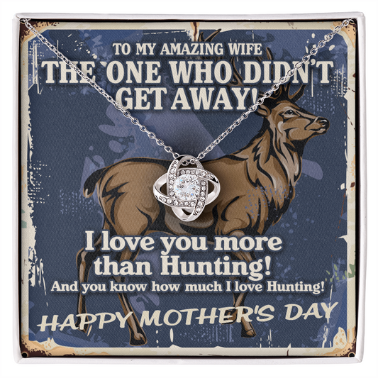 Wife Birthday Gift - Anniversary Gift for Wife From Husband - Wife Gift - Wife Necklace - To My Amazing Wife - I love you more than hunting! - Soulmate Necklace For Women - Diamond Necklace