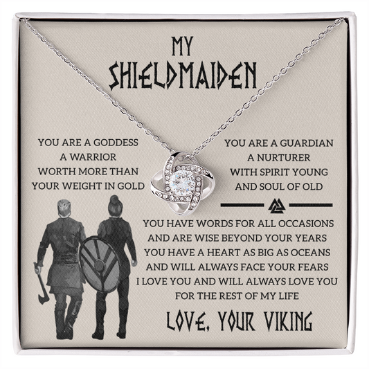 To My Wife Necklace From Husband - to My Soulmate Necklace for Women - the Love Knot Necklace for Your Shieldmaiden Wife - Wife Birthday Gift - Anniversary Gift for Wife From Husband