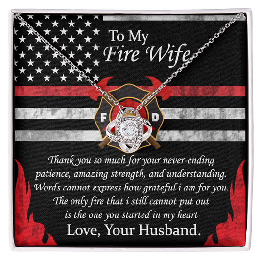 To My Fire Wife Love Your Husband - To My Wife Necklace With Message Card - Anniversary Gift For Wife - Couple Necklace Set - Friendship Necklaces - Husband Gift for Wife
