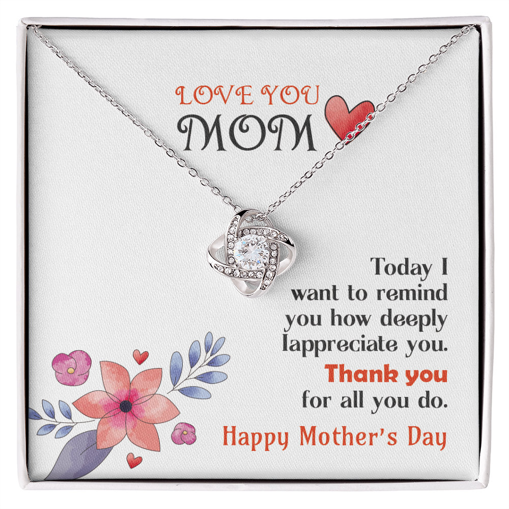 Love You Mom Necklace Gift from Son, Birthday Gift Card Necklace From Daughter, Floral Mothers Day Jewelry for Her Mommy Christmas 2026