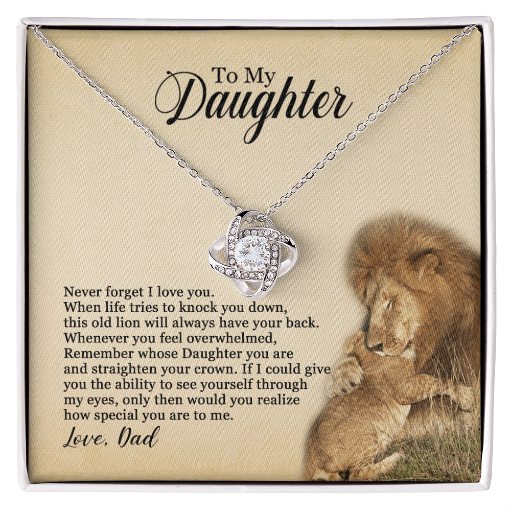 To My Daughter Love Knot Necklace, Gift From Dad to Daughter, Birthday Christmas Gift for Daughter, Holiday Jewelry for Her, Never Forget I Love You