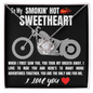 To My SMOKIN' HOT SWEETHEART I Love You - Biker - Romantic Gift for Wife - White Gold Pendant - Anniversary Jewelry for Her - Gift for soulmate